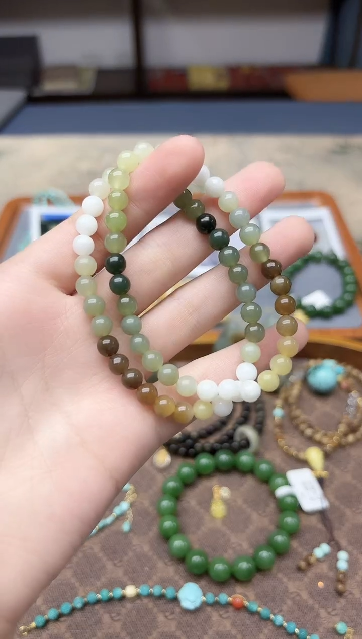 未镶嵌和田玉挂件和田玉多宝手串6mmZD多样性发其一