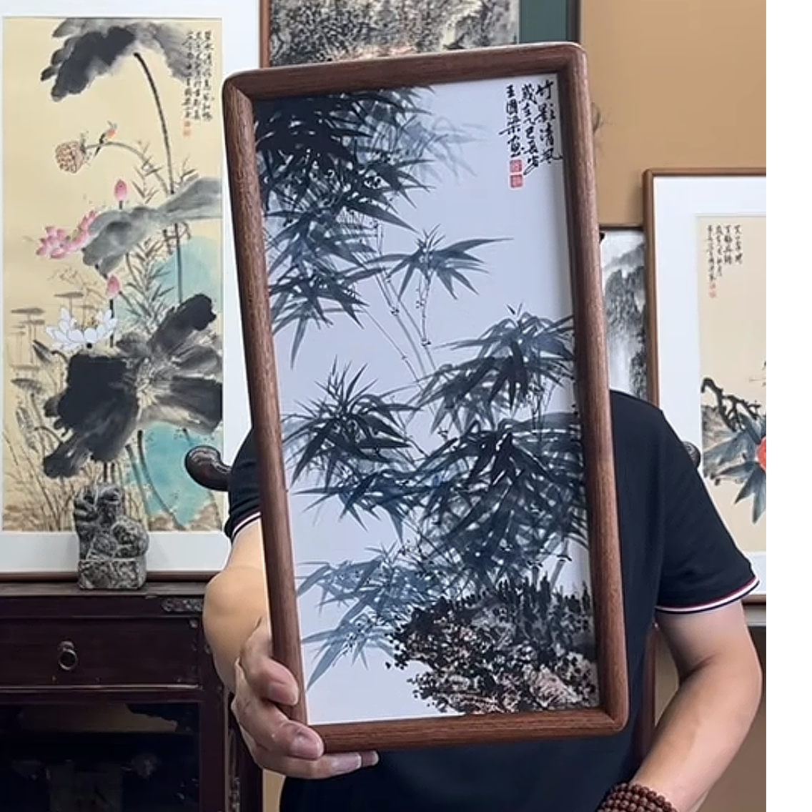 《竹影清风》18×35花鸟装饰画