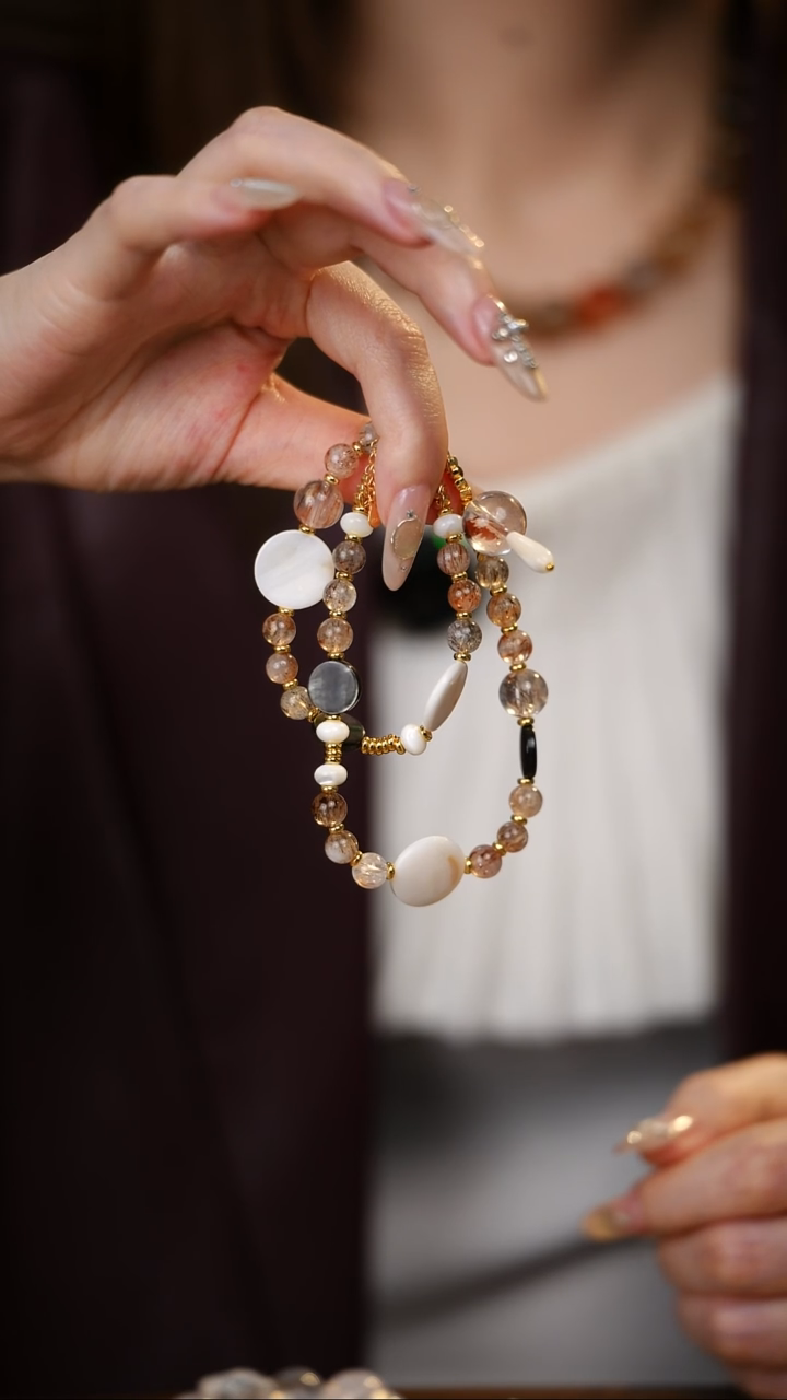 项链合金水晶黑金超七