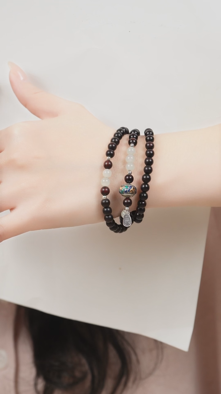 手串檀香紫檀（小叶紫檀）未镶嵌三圈小叶紫檀