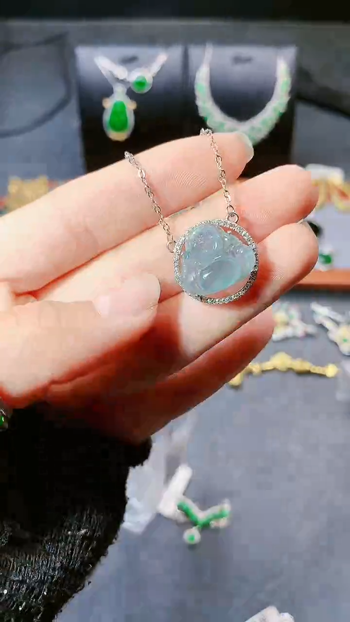 【闪购商品】翡翠颈饰银S925镶嵌项链