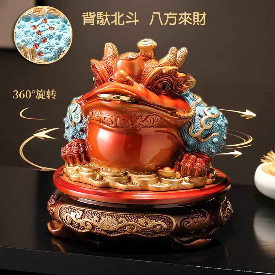 新中式金蟾聚宝盆摆件三足蟾蜍高档办公桌装饰品茶桌店铺开业送礼