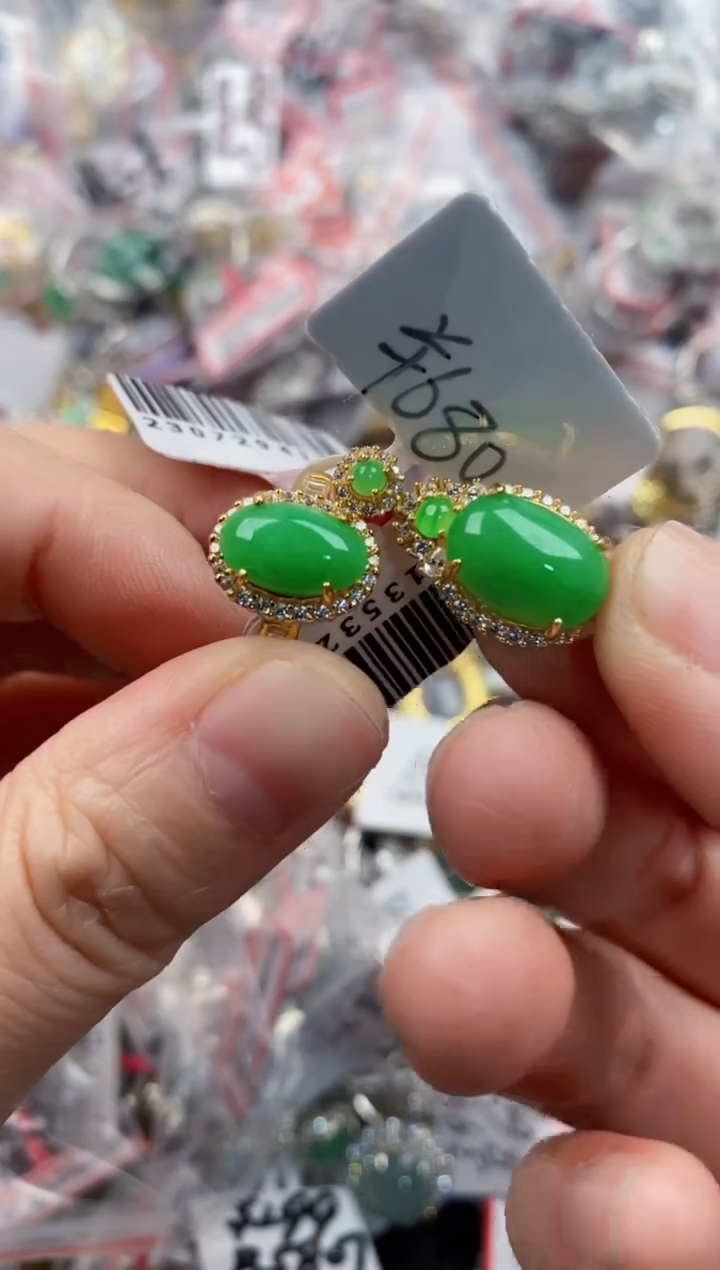 银S925镶嵌戒指翡翠111----10