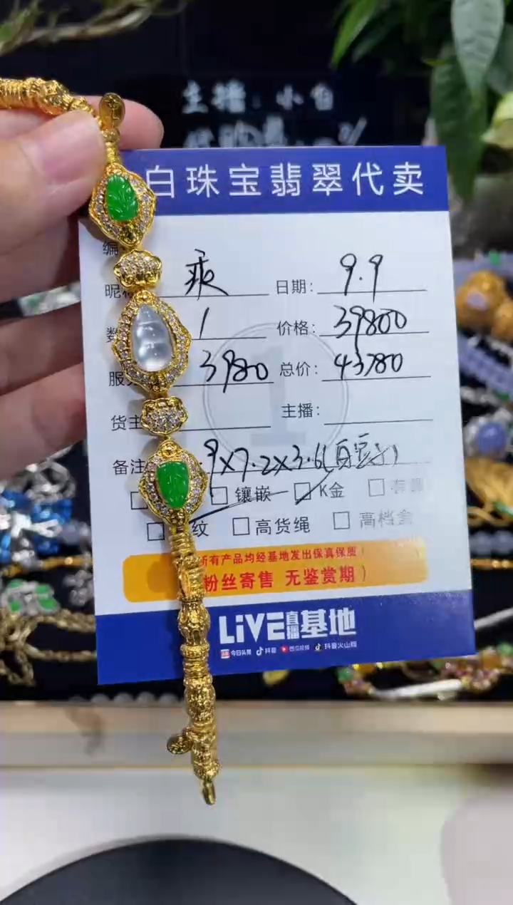 吊坠(不含链)18K金镶嵌翡翠乘***?手链