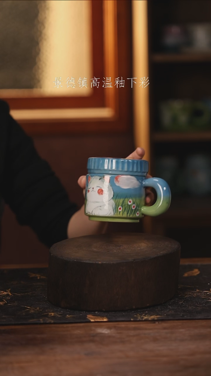 陶瓷景德镇高温釉下手绘陶瓷@L400@