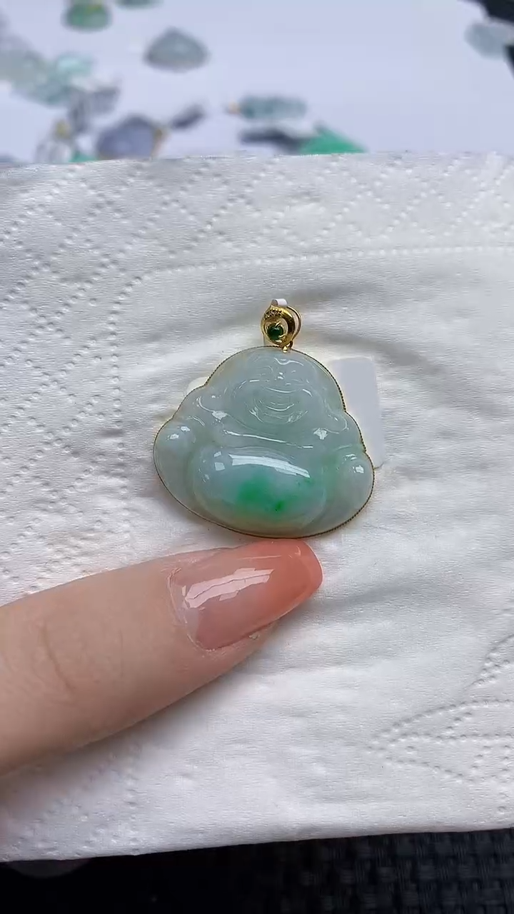 【闪购商品】翡翠颈饰18K金镶嵌天然翡翠A货