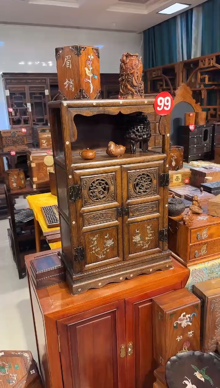 【闪购商品】木木艺缅花镶嵌透雕万历柜1980.88