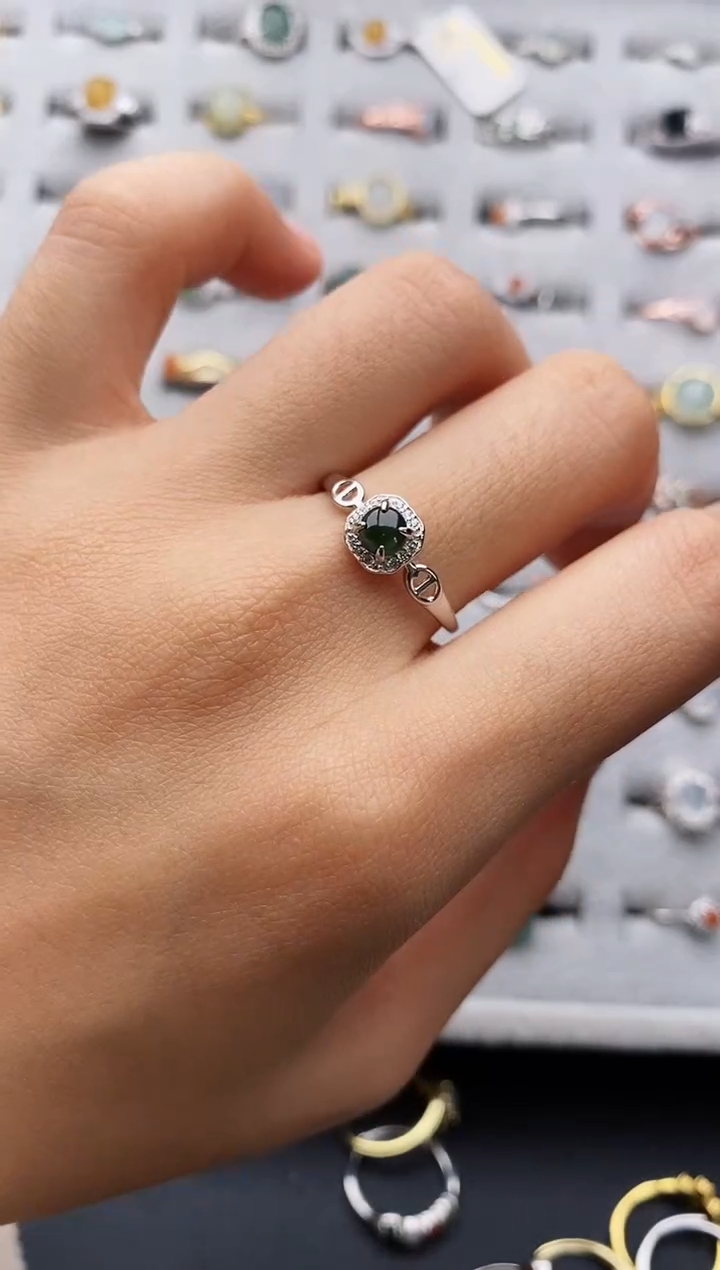 【闪购商品】翡翠戒指银S925镶嵌缅甸翡翠