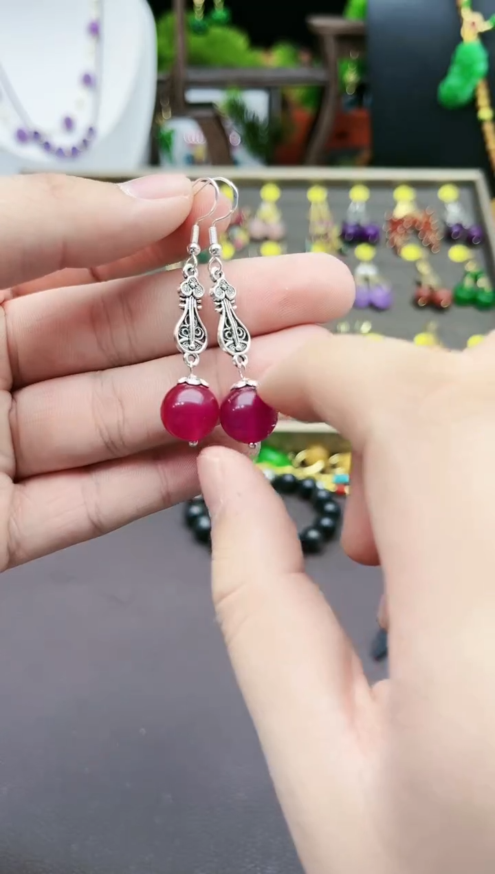 【闪购商品】玛瑙/玉髓耳钉银S925镶嵌205000