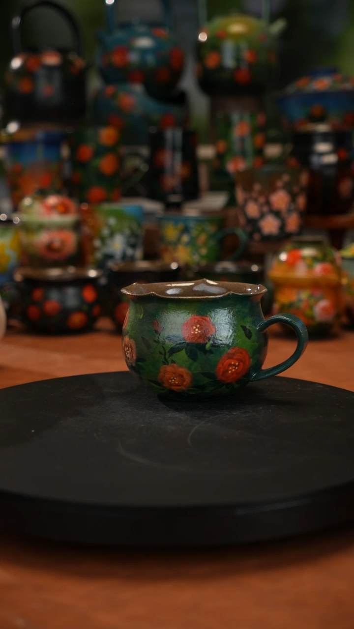 紫砂油画手绘釉下彩
