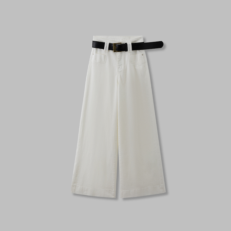 【流萤搭皮带】白裤纯净直筒显瘦阳光女款软牛仔裤D25XK068