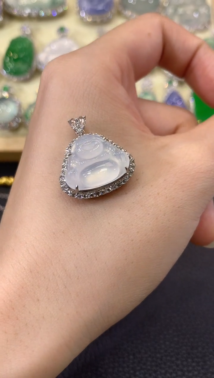 翡翠18K金镶嵌吊坠(不含链)夏日珠宝B45