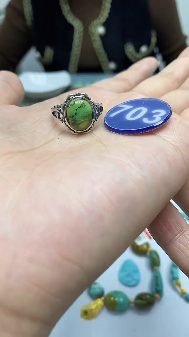 【闪购商品】绿松石戒指银S925镶嵌703