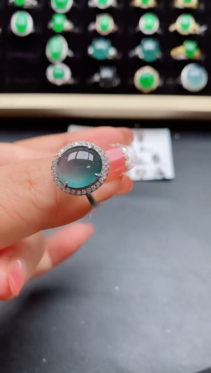 【闪购商品】翡翠戒指银S925镶嵌8000