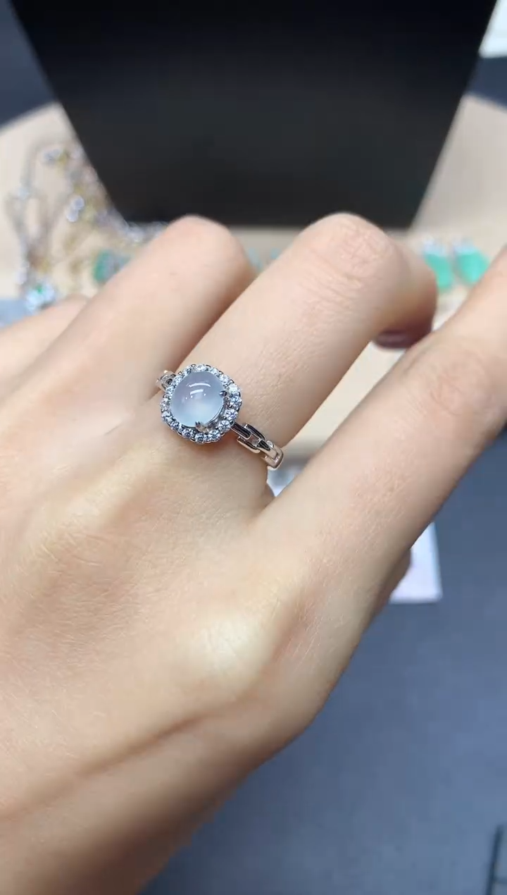 【闪购商品】翡翠戒指银S925镶嵌蛋面【多样性发其一】