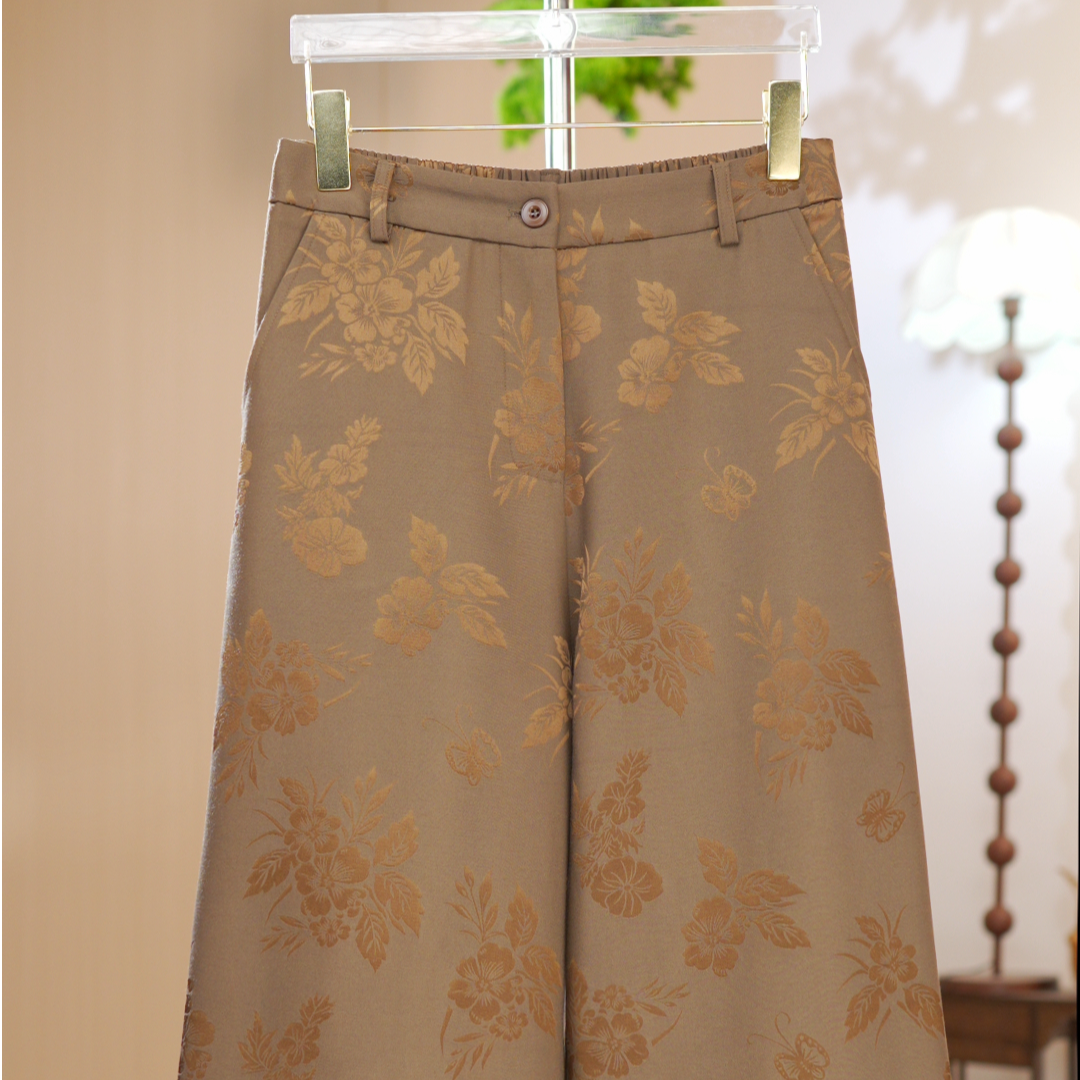 冬款加绒600克【浣花锦】•秋冬系列｜提花工艺 直筒裤 