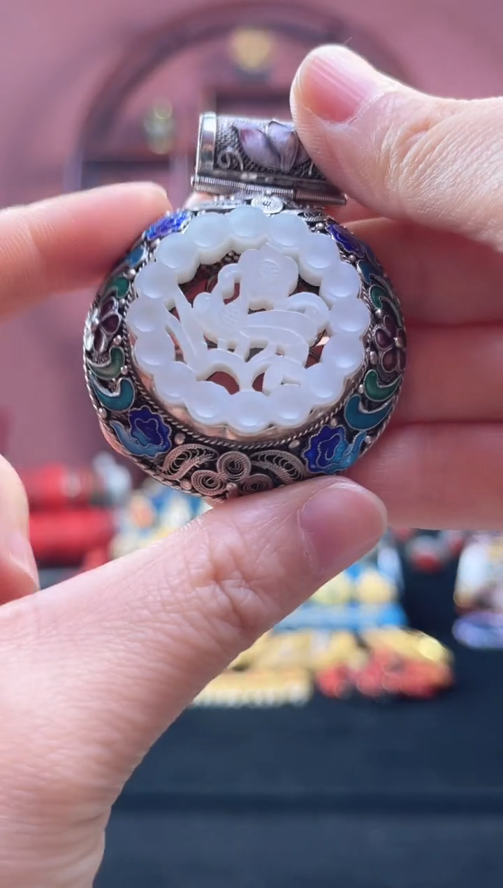 水*子非遗 花丝镶嵌 吊坠 喜上眉梢 素银