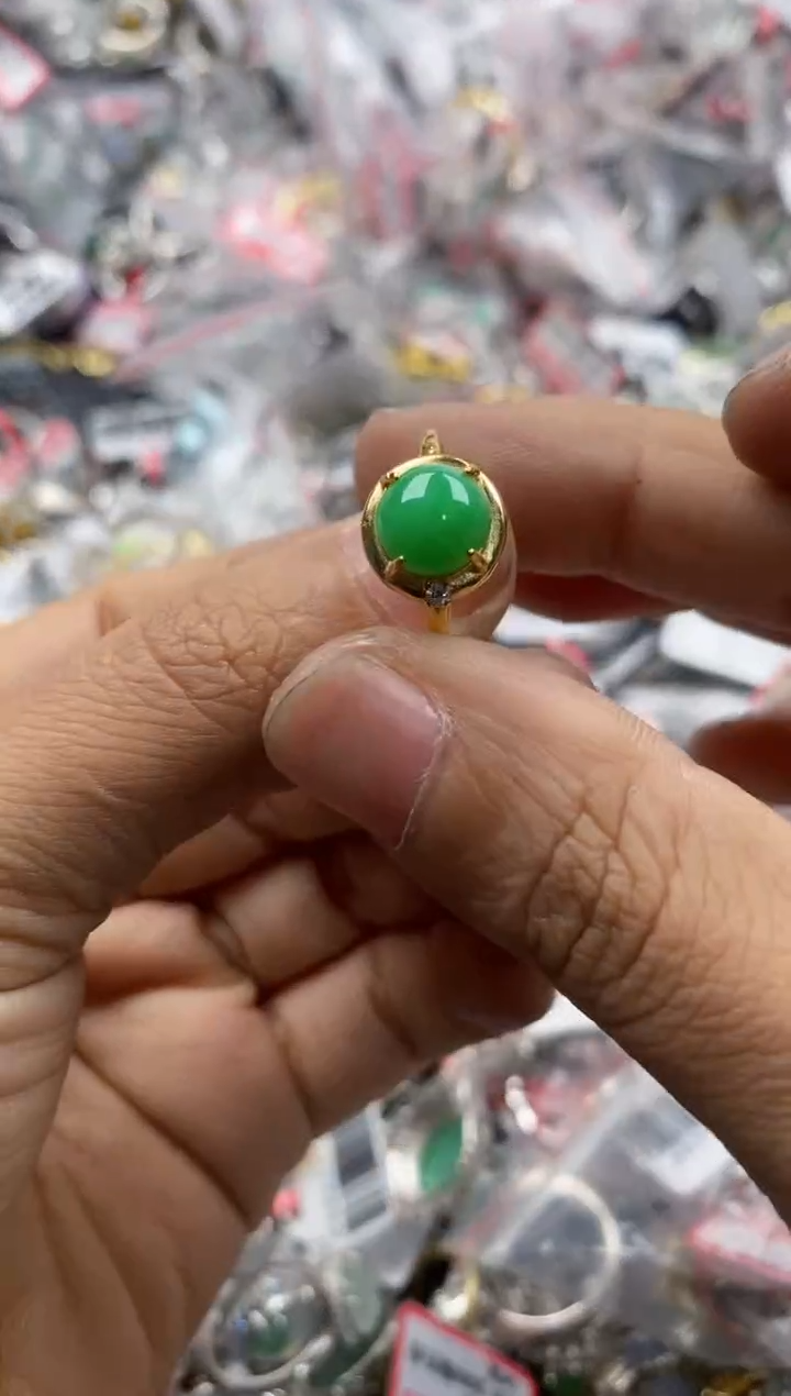 银S925镶嵌戒指翡翠14              8
