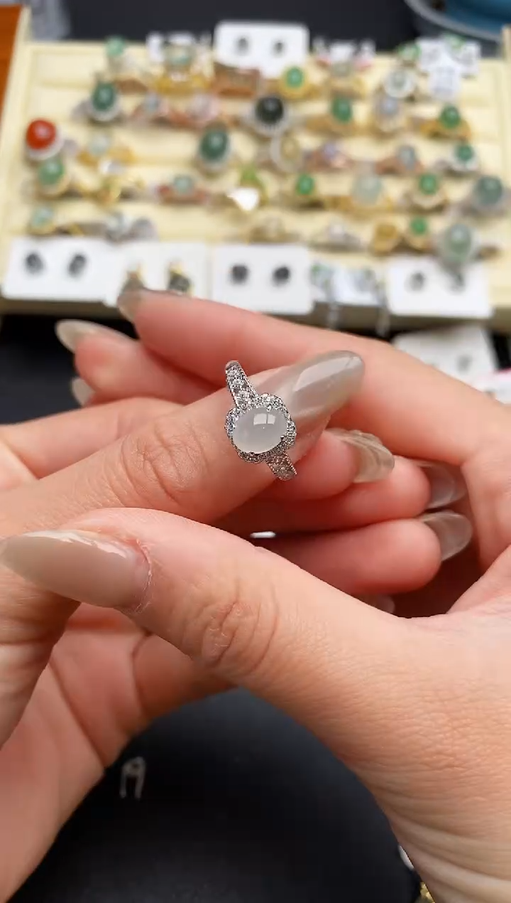 【闪购商品】翡翠戒指银S925镶嵌22222222+5