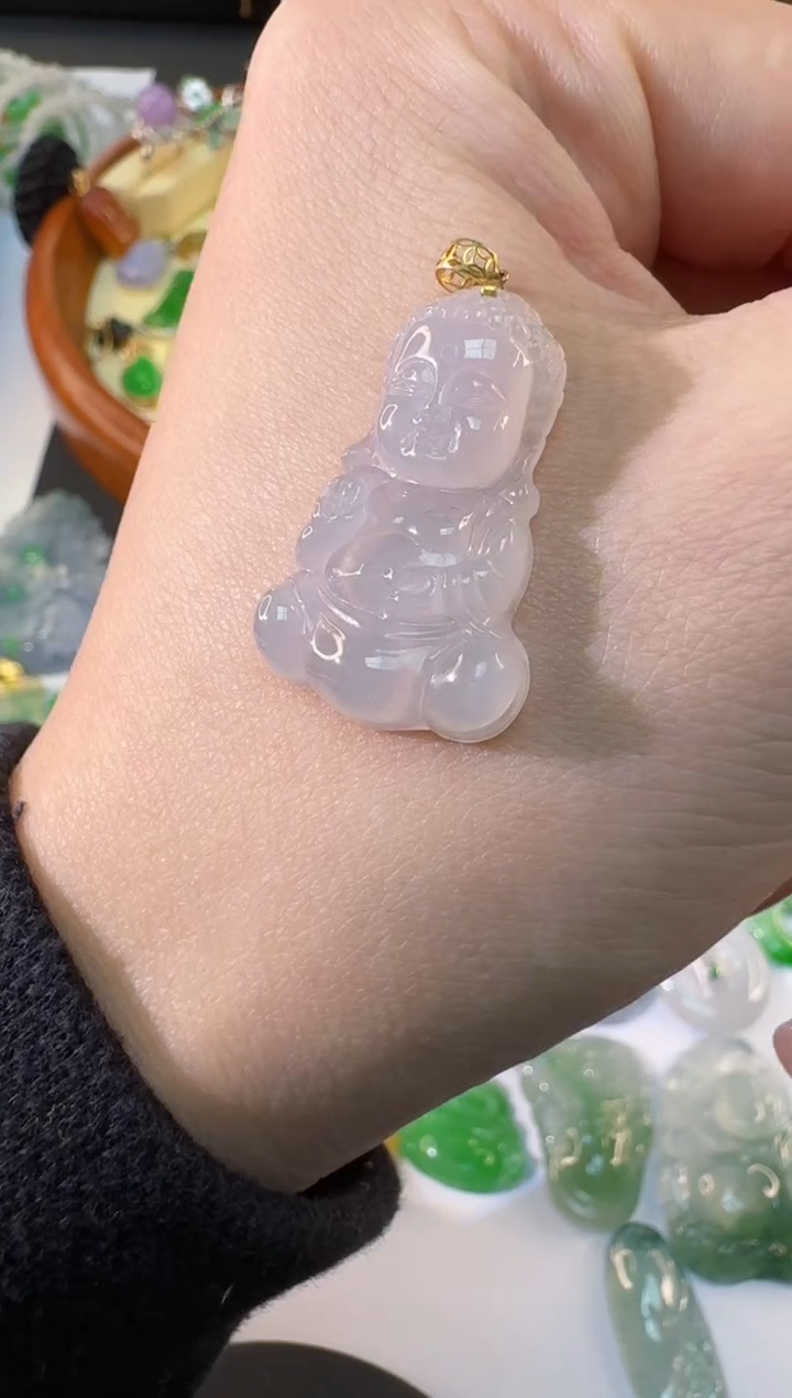 【闪购商品】翡翠颈饰18K金镶嵌缅甸翡翠A货吊坠