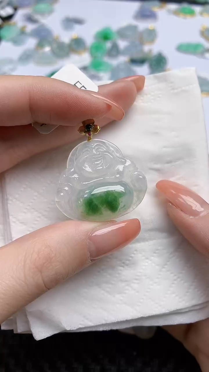 【闪购商品】翡翠颈饰18K金镶嵌天然翡翠A货