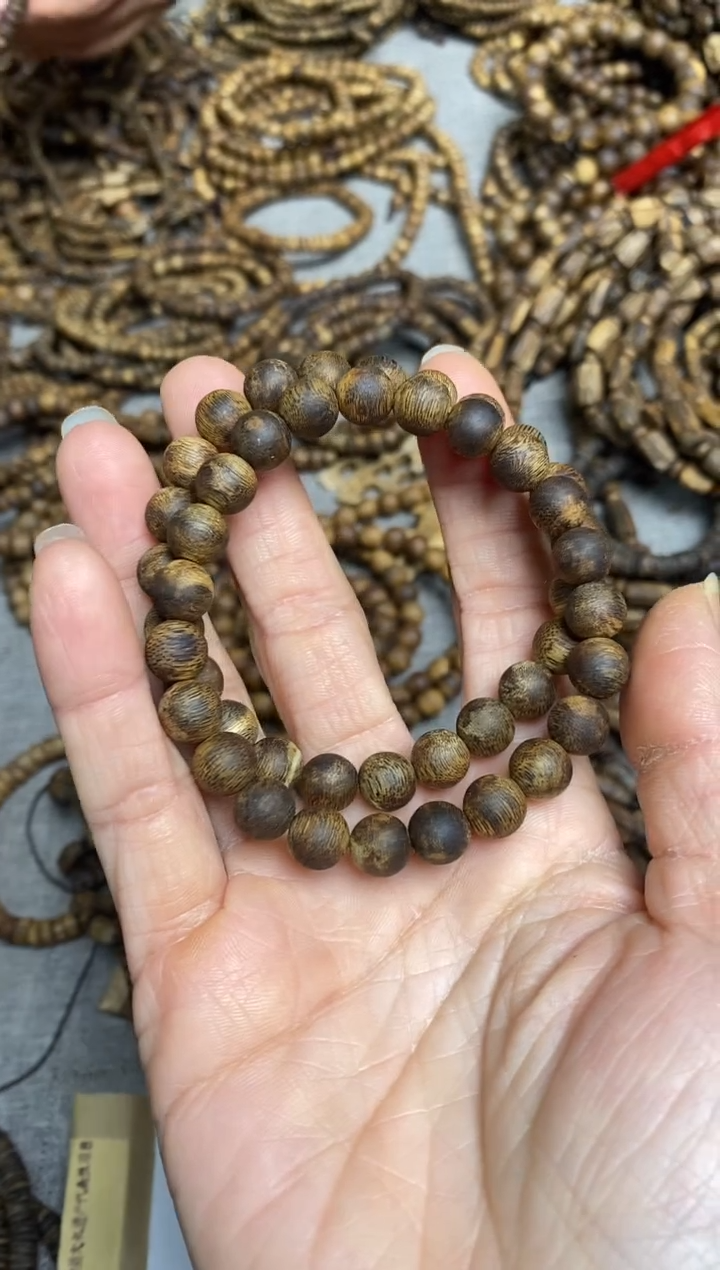 沉香手串只****好海南陆河老料08圆珠单圈手串多样性发一