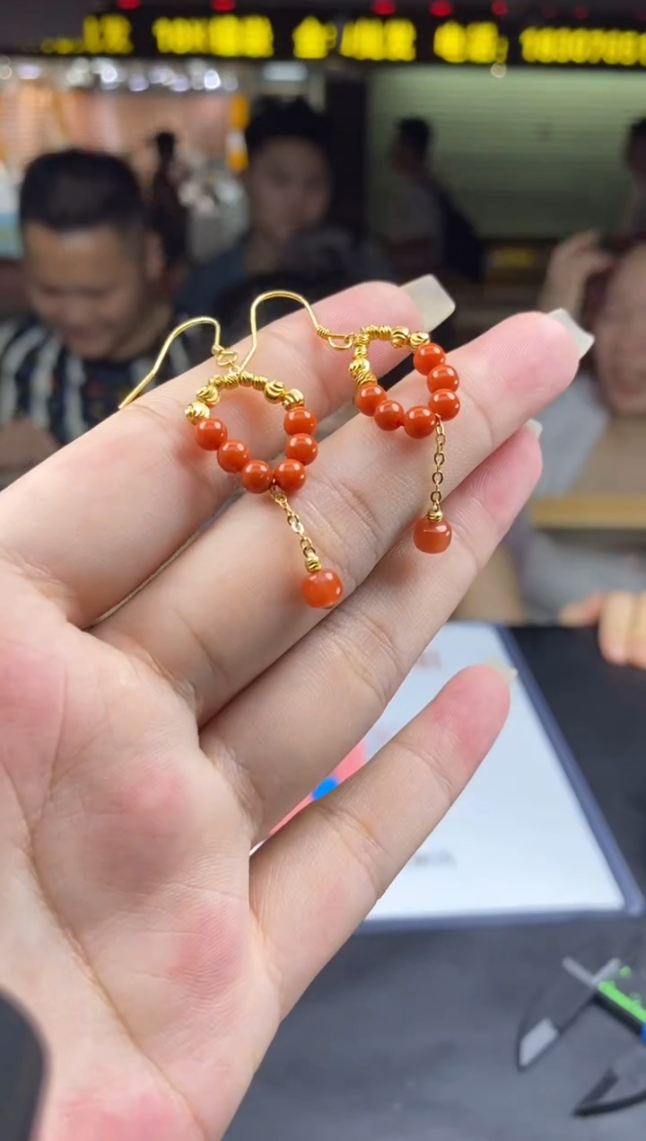 南红玛瑙银S925镶嵌耳饰多样性-耳饰