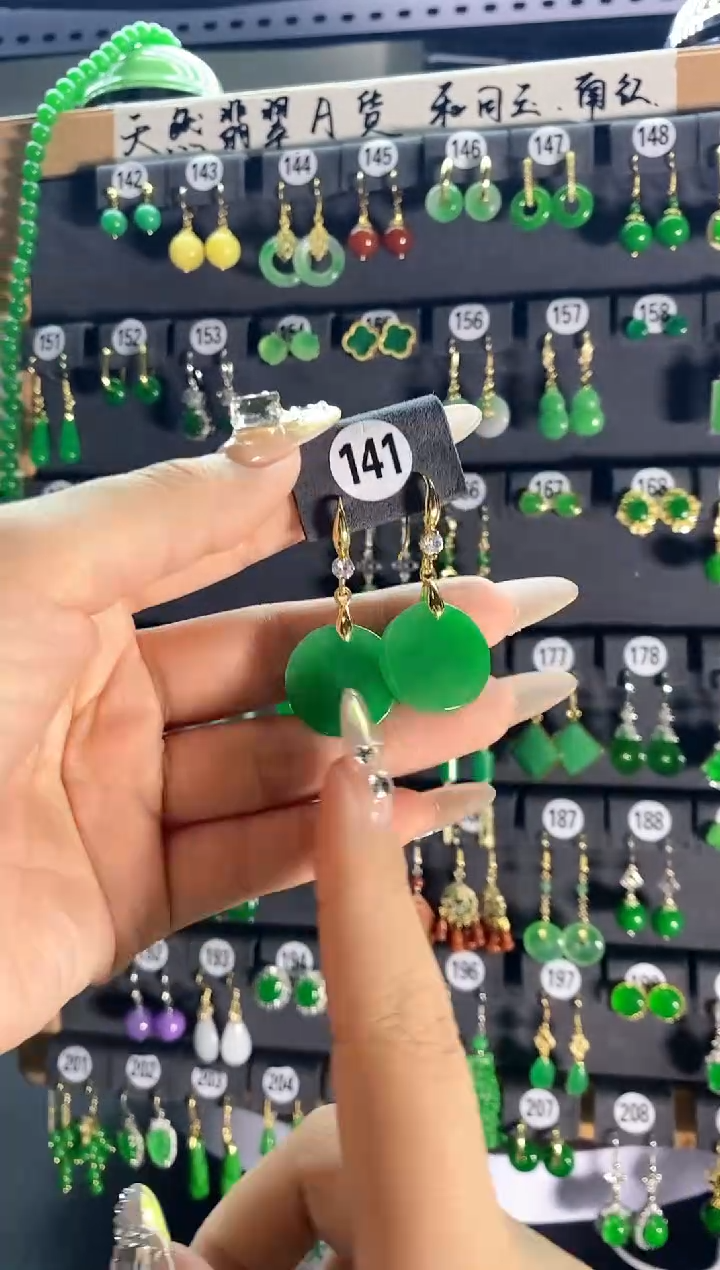 【闪购商品】翡翠耳饰银S925镶嵌141...