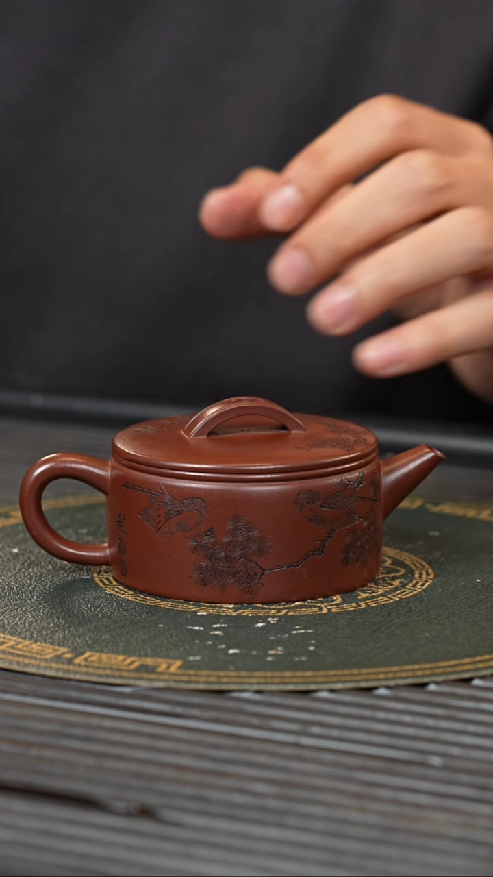 【闪购商品】紫砂茶壶HT 玫红紫泥 汉瓦 160cc