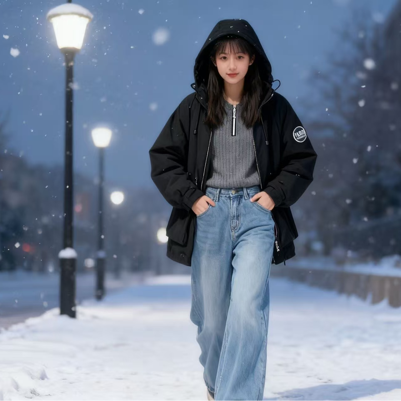 9631369高端专享老林家天花板儿童冬款两件套冲锋衣黑色（靠谱）