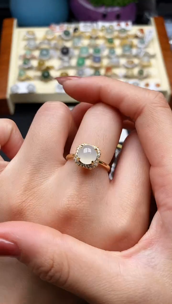 翡翠银S925镶嵌戒指6666666+1