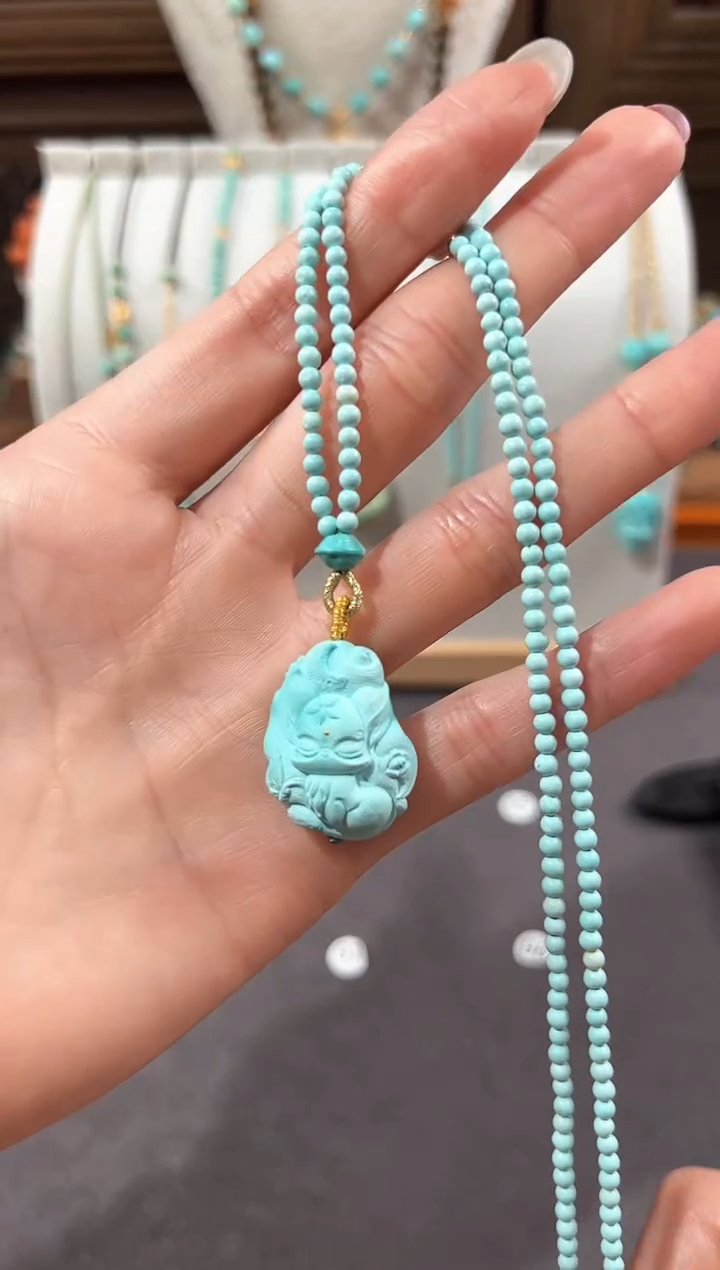 【闪购商品】绿松石颈饰18K金镶嵌绿松石项链