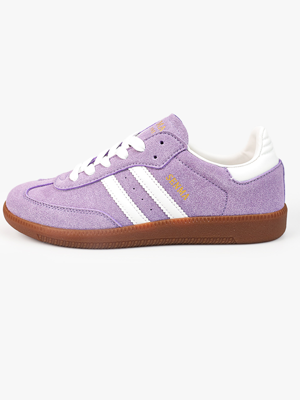 SENMA/森马紫色反绒两条杠经典情侣鞋低帮百搭复古潮流德训鞋