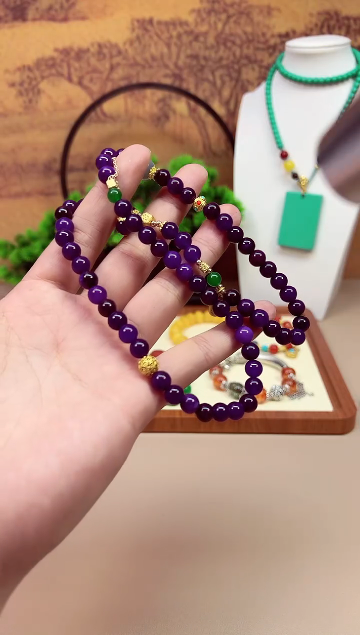 14K金镶嵌苏纪石（舒俱来）颈饰S414