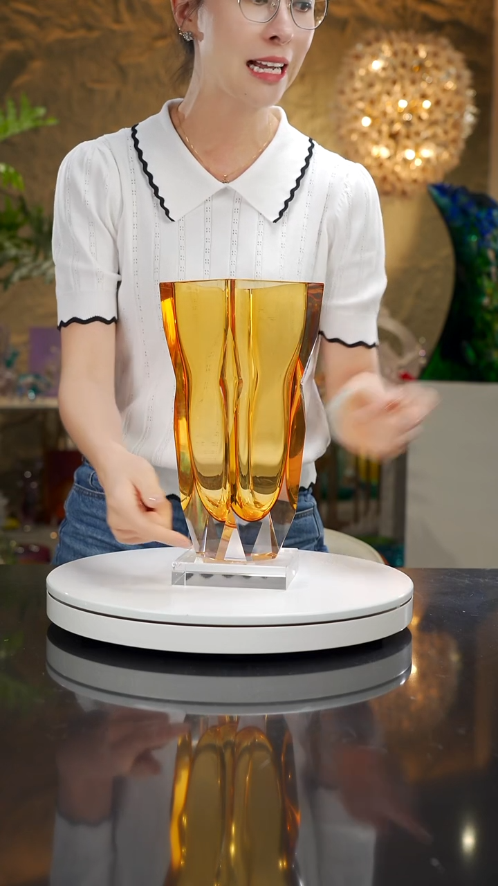 手工艺品琉璃琥珀色设计款花瓶