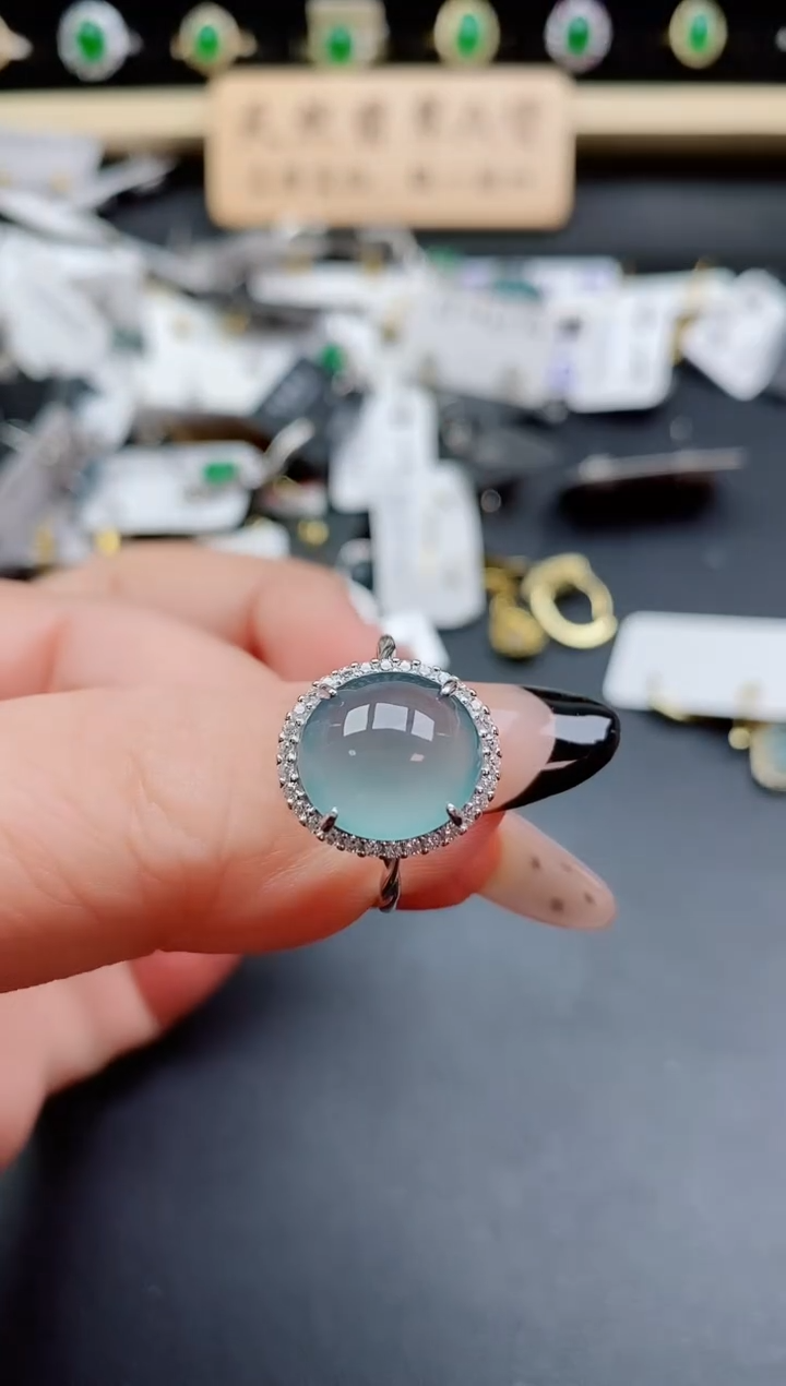 银S925镶嵌戒指翡翠1