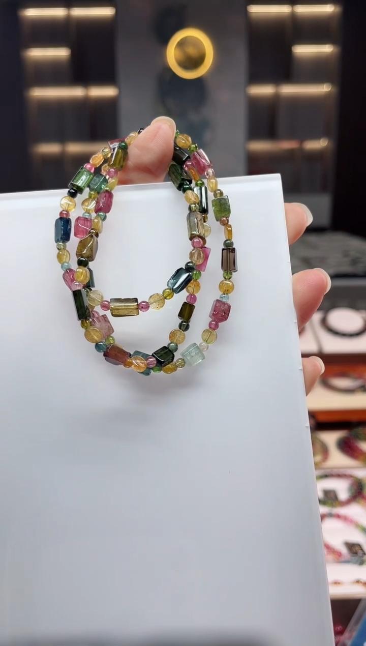 未镶嵌老矿碧玺三圈手串碧玺（多样性发一条）Q