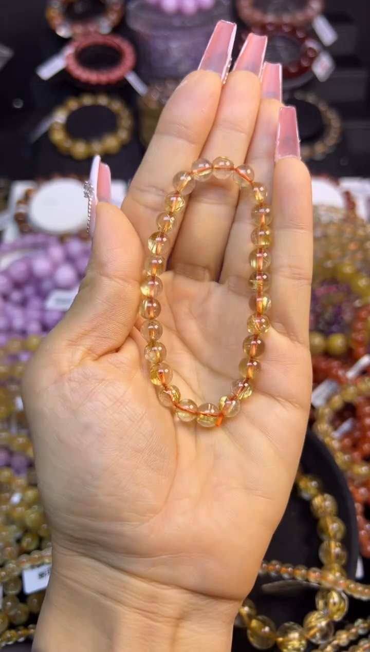 未镶嵌手串水晶金发晶6mm+