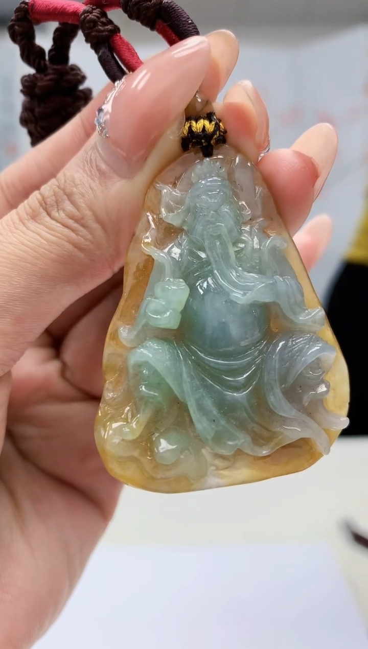 【闪购商品】定制翡翠未镶嵌4902MM-毛货挂件关二爷56