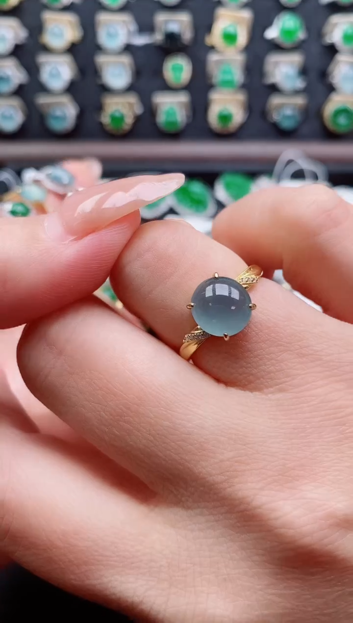 银S925镶嵌戒指翡翠1