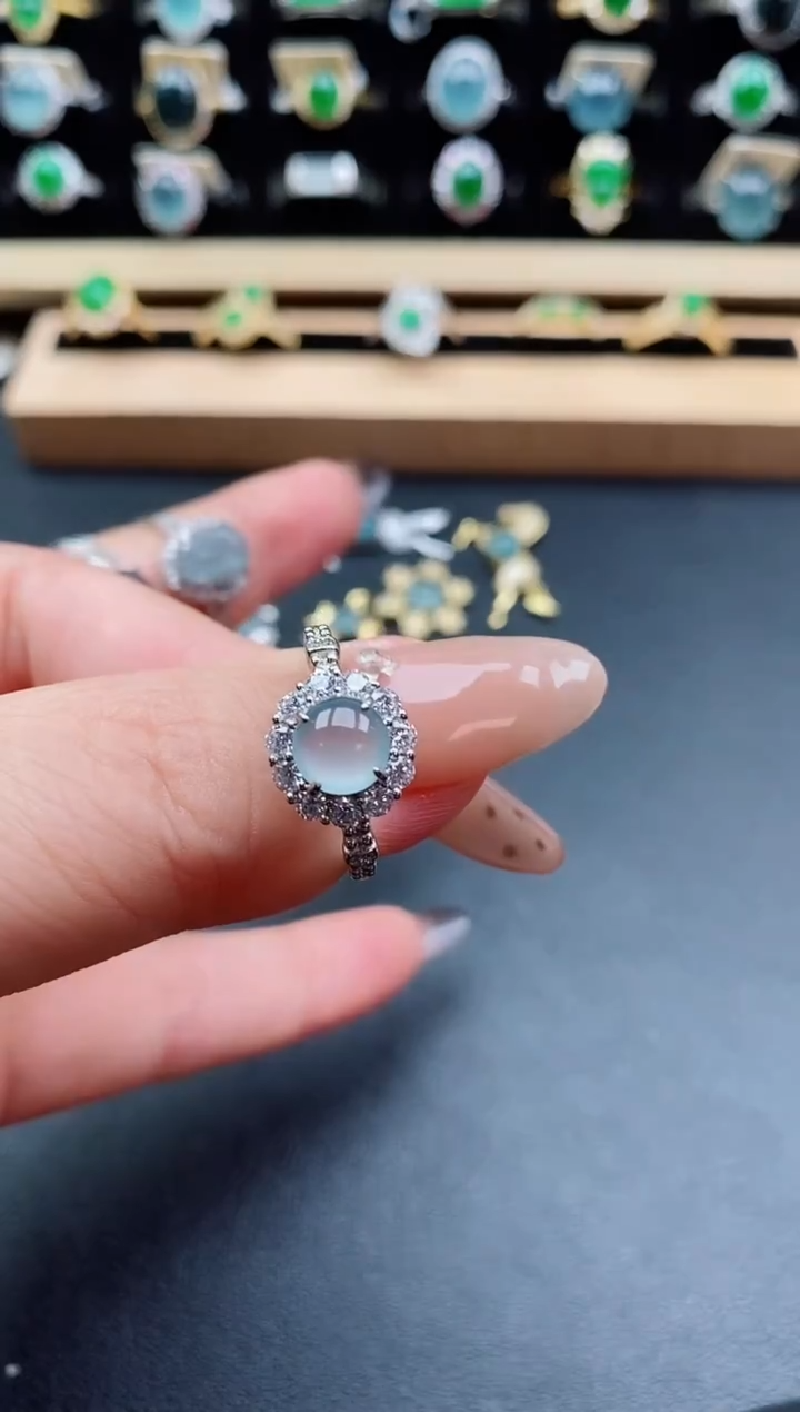 银S925镶嵌戒指翡翠1