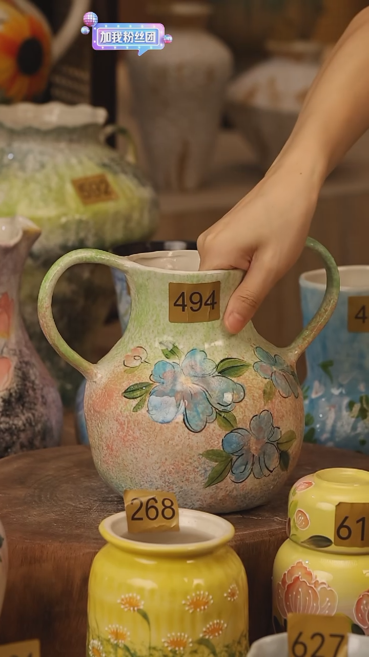 陶瓷494景德镇设计师手作花器摆件侘寂风