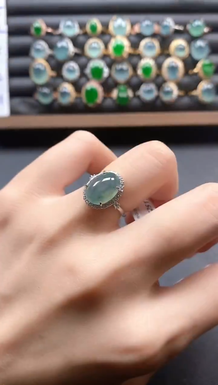 银S925镶嵌戒指翡翠51151