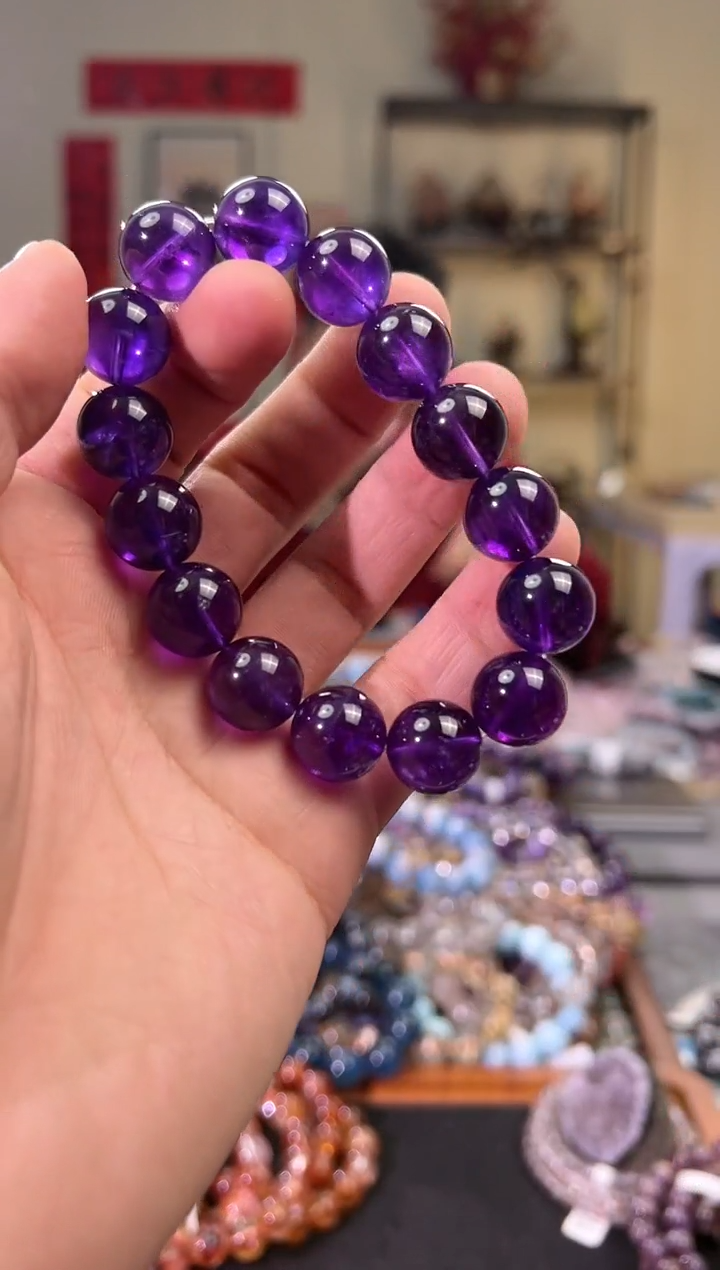 【闪购商品】紫晶手链未镶嵌乌拉圭紫手串14mm＋（多样性发其一）