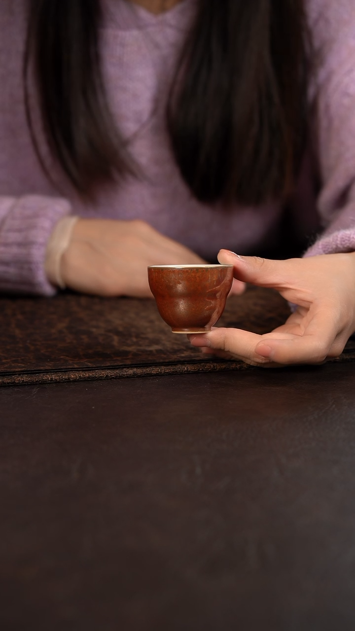 【闪购商品】杯聚澜堂红金花釉小葫芦杯