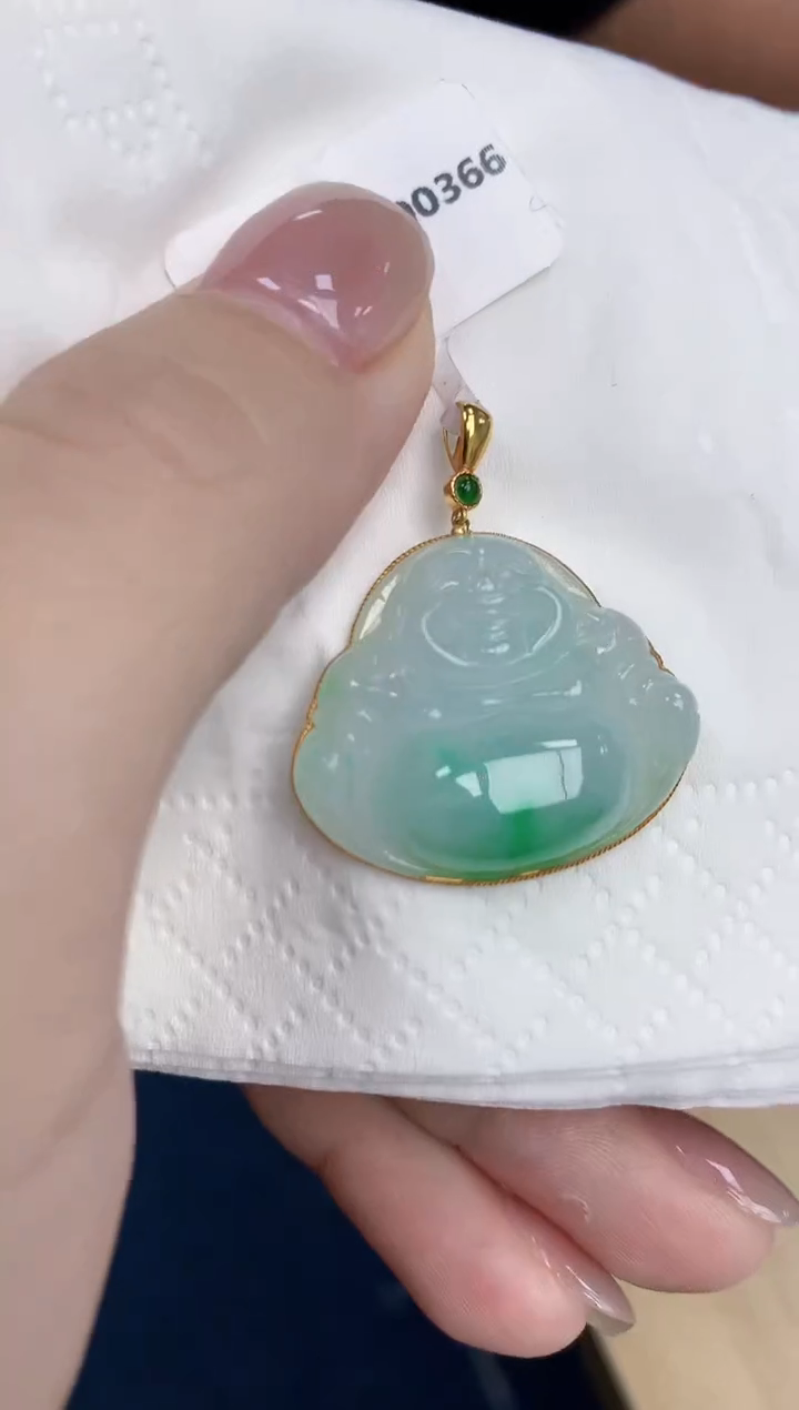 【闪购商品】翡翠颈饰18K金镶嵌天然缅甸翡翠A货