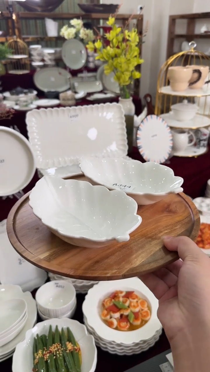 摆件陶微瑕 2个树叶碟