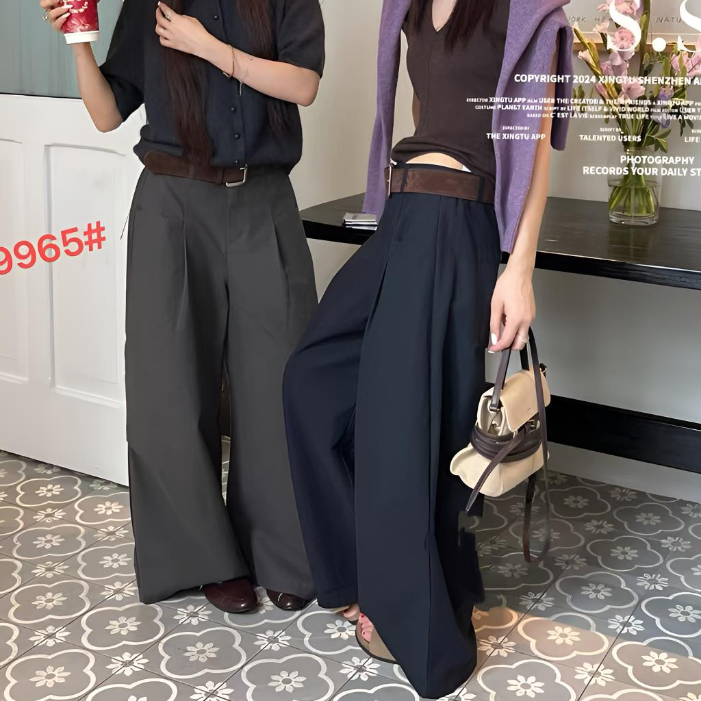 【9965】冬款毛呢高腰阔腿裤