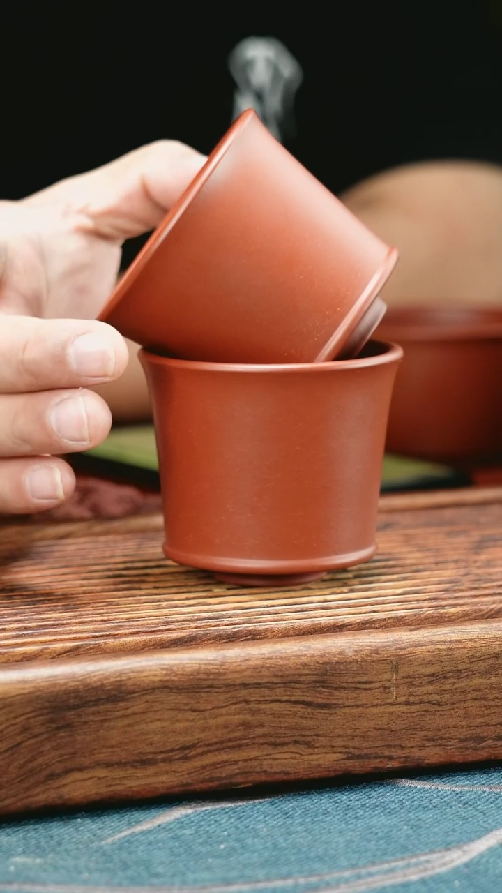 茶杯紫砂大红袍小底光杯2只