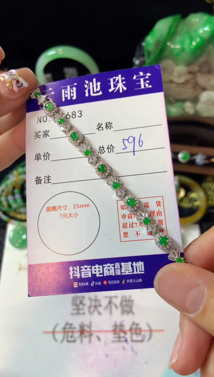 【闪购商品】翡翠手链银S925镶嵌翡翠